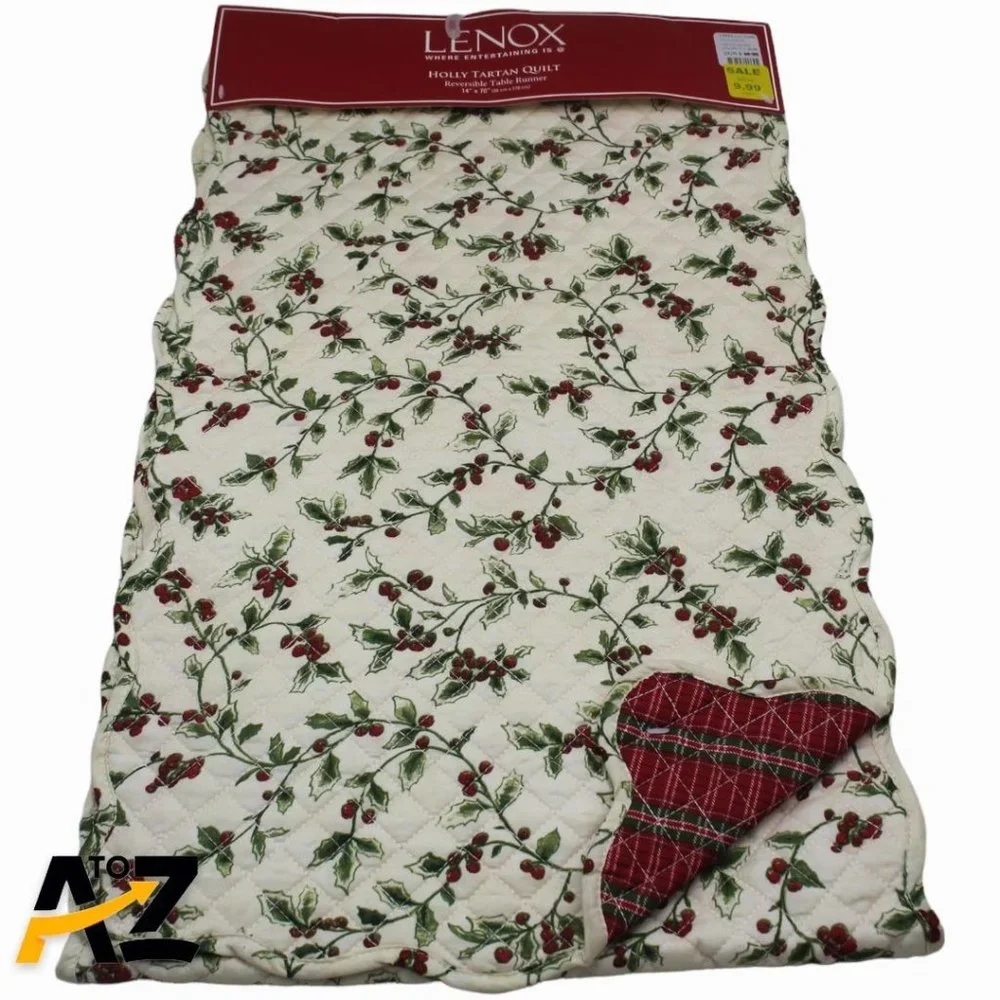 New Lenox Decorative Table Runner Christmas Holiday Tartan Quilt 14